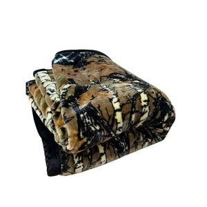 "Regal Comfort" Deer Camo Mink Blanket Plush Heavyweight Rustic 87" x 91" READ!!